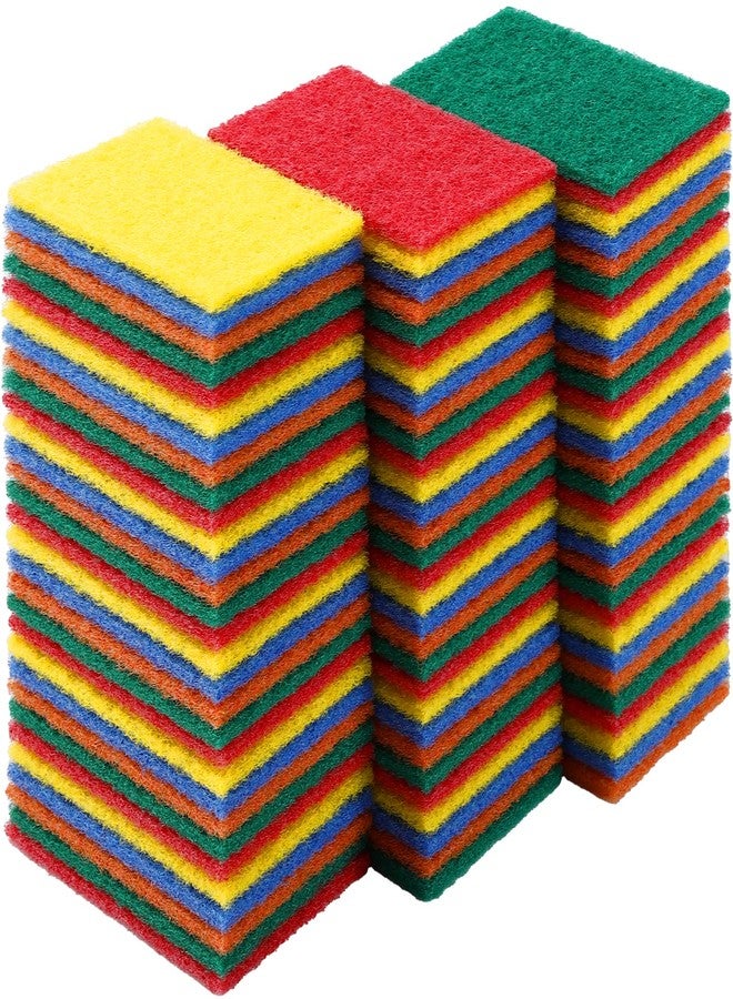 Dyrfolm 100 Pcs Scouring Pads,Heavy Duty Scour Pads,Dish Scrubber Scouring Pad,Reusable Non Scratch Household Scrub Pad for Dish Kitchen Scrubbers & Metal Grills,4.3 x 3 x 0.3 in (Multicolor) - Image 1